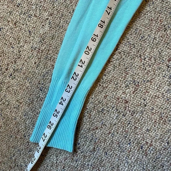 Y2K DKNY Jeans Women’s XS Knit Ruffle Sweater Cardigan Blue Stretch Lightweight - Picture 3 of 8